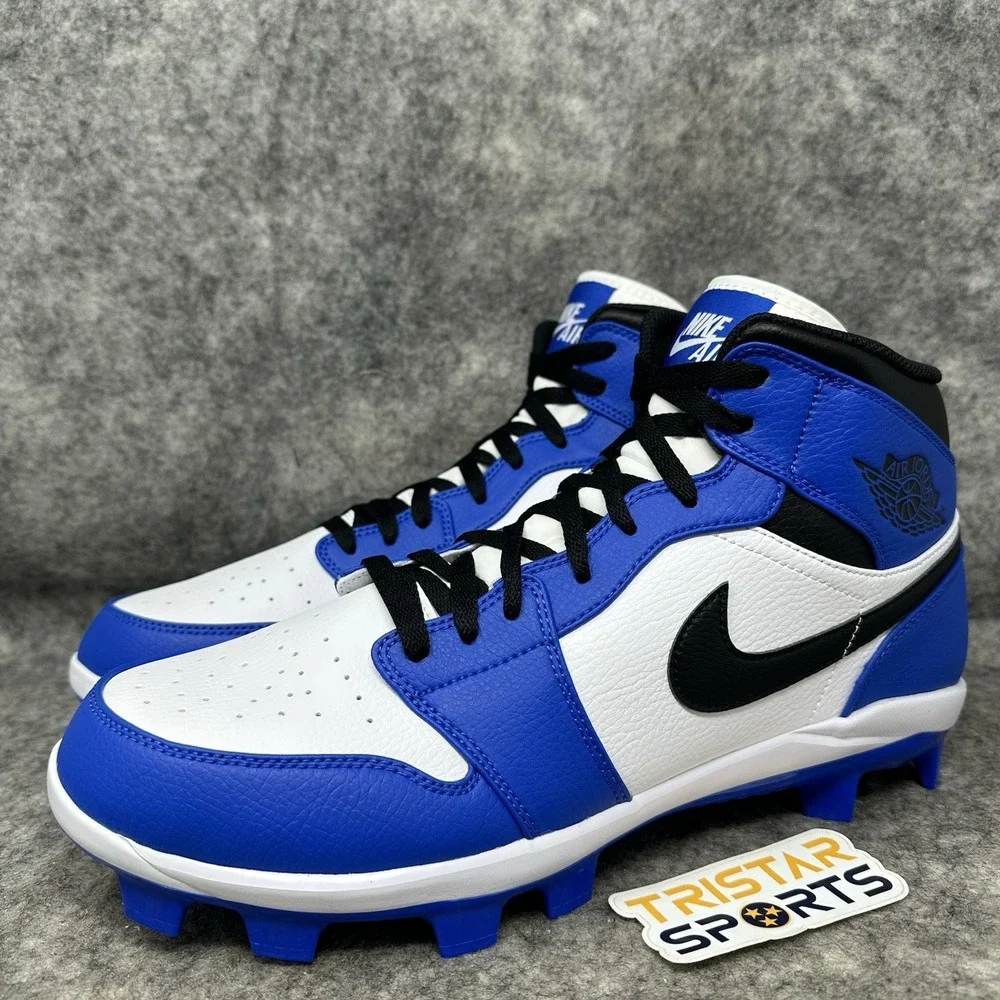 Nike Air Jordan 1 Mid MCS Baseball Cleats Mens Size 13 Game Royal White Black